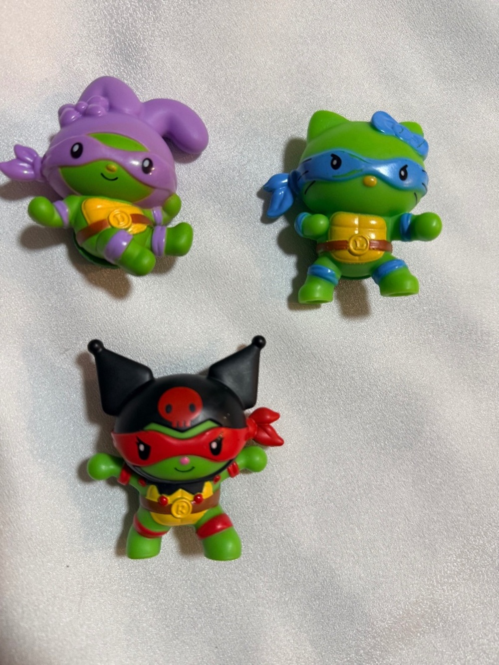 Sanrio x TMNT Hello Kitty My Melody Kuromi Lot of 3 Figures Ninja Turtles